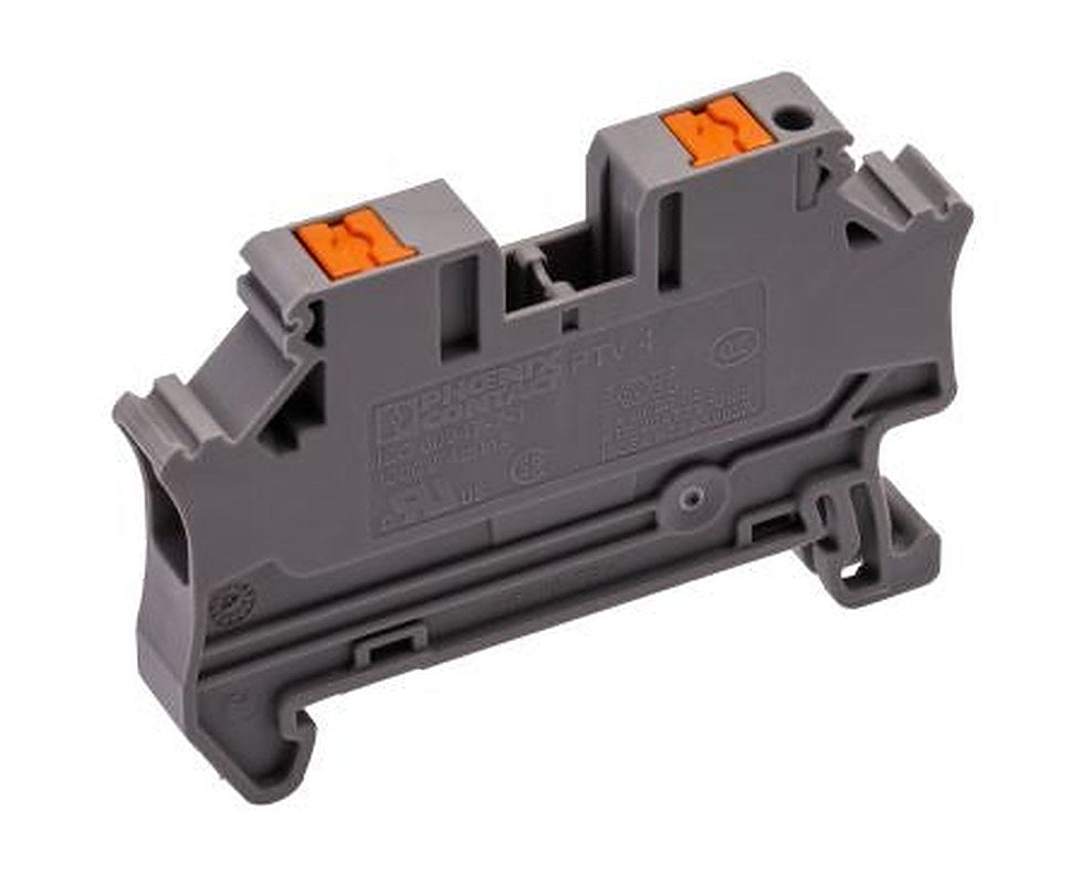 Phoenix Contact 1088728 PTV Series Feed Through Terminal Block Grey, 0.2mm², 6 mm², 1-Level, Push-in, IECEx, ATEX