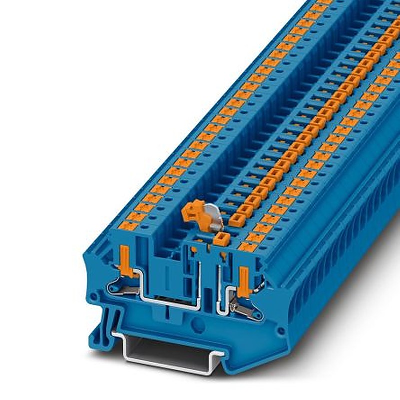 Phoenix Contact 1088740 PTV Series Knife Disconnect Terminal Block Blue, 0.2mm², 6 mm², 1-Level, Push-in