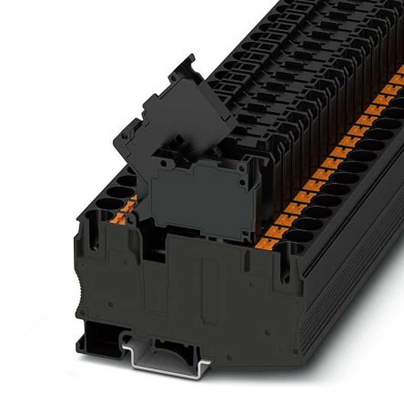 Phoenix Contact 1090617 PT 10 Series Fuse Modular Terminal Block Black, 0.5mm², 16 mm², 1-Level Fused, Push-in