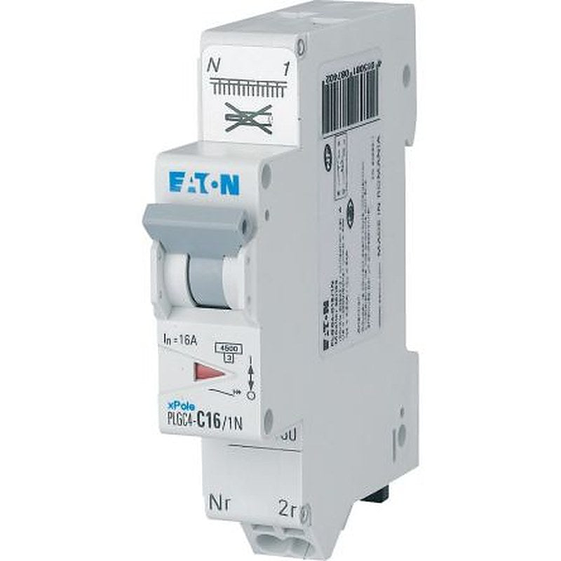 Eaton PLGC4 PLGC4 Miniature Circuit Breaker, 1-Pole, 16A, Type C, 230V ac AC, 10 kA Breaking Capacity