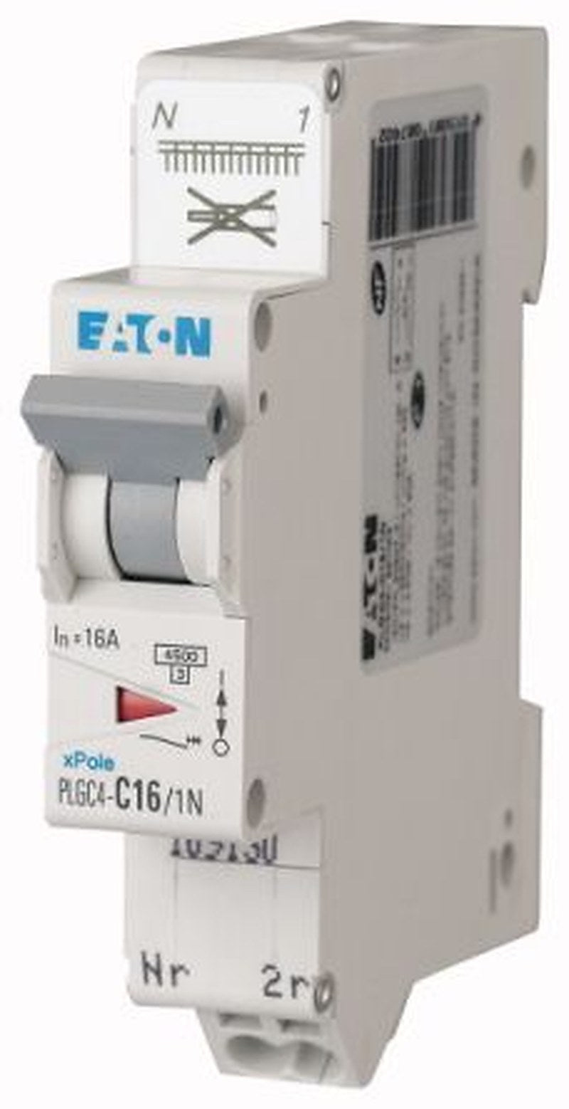 Eaton PLGC4 PLGC4 Miniature Circuit Breaker, 1-Pole, 20A, Type C, 230V ac AC, 10 kA Breaking Capacity