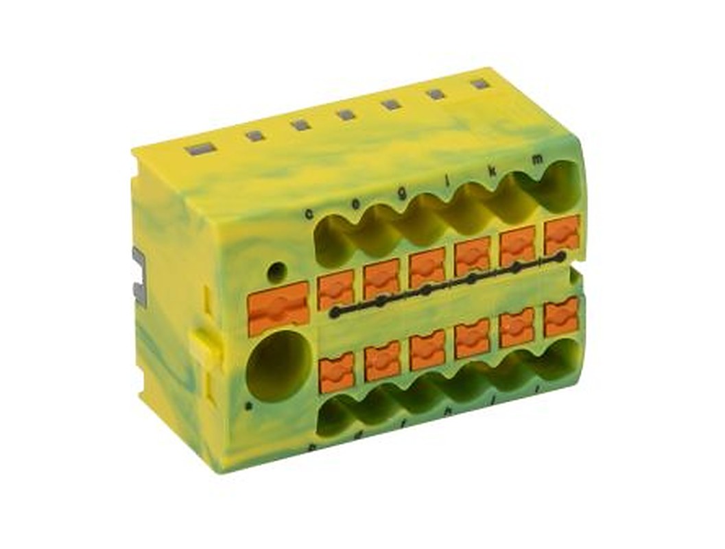 Phoenix Contact Distribution Block, 13 Way, 450V, 57A, Yellow, Green