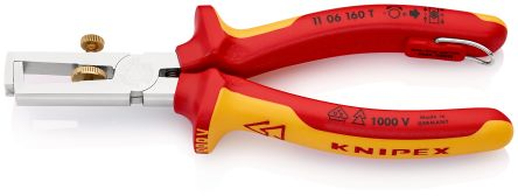 Knipex 11 06 160 T Series Single Core, Multi-Core Insulated, Comfort Grip Universal Stripping Pliers, Up To 5.0 mm Dia.