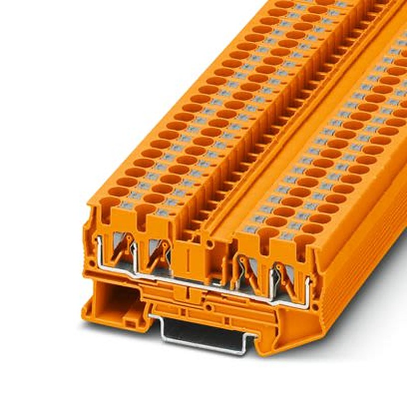 Phoenix Contact 1110405 PT 4-QUATTRO OG Series Feed Through Terminal Block Orange, 4mm², 1-Level, Push-in, ATEX, EAC Ex,