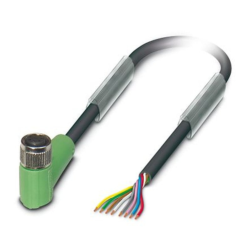 Phoenix Contact 8 way Free Cable End to Female 8 way Angled Socket M8 Sensor Actuator Cable, 200 mm