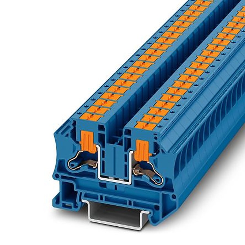 Phoenix Contact 1116735 PTV Series DIN Rail Terminal Block Blue, 6mm², 2-Level, Push-in