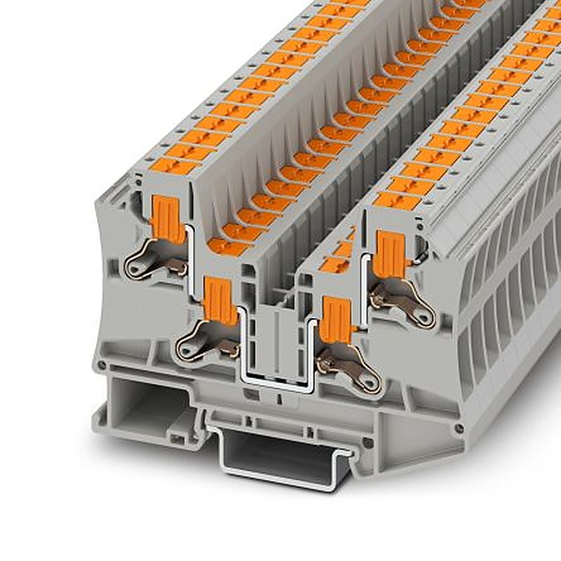 Phoenix Contact 1116871 PTV Series DIN Rail Terminal Block Grey, 6mm², Push-in, ATEX
