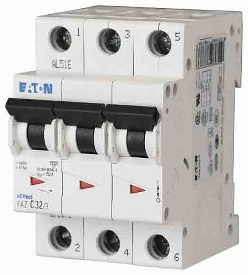 Eaton xEffect FAZ Miniature Circuit Breaker, 3-Pole, 63A, Type D, 415V ac AC, 96 V dc DC, 10 kA Breaking Capacity