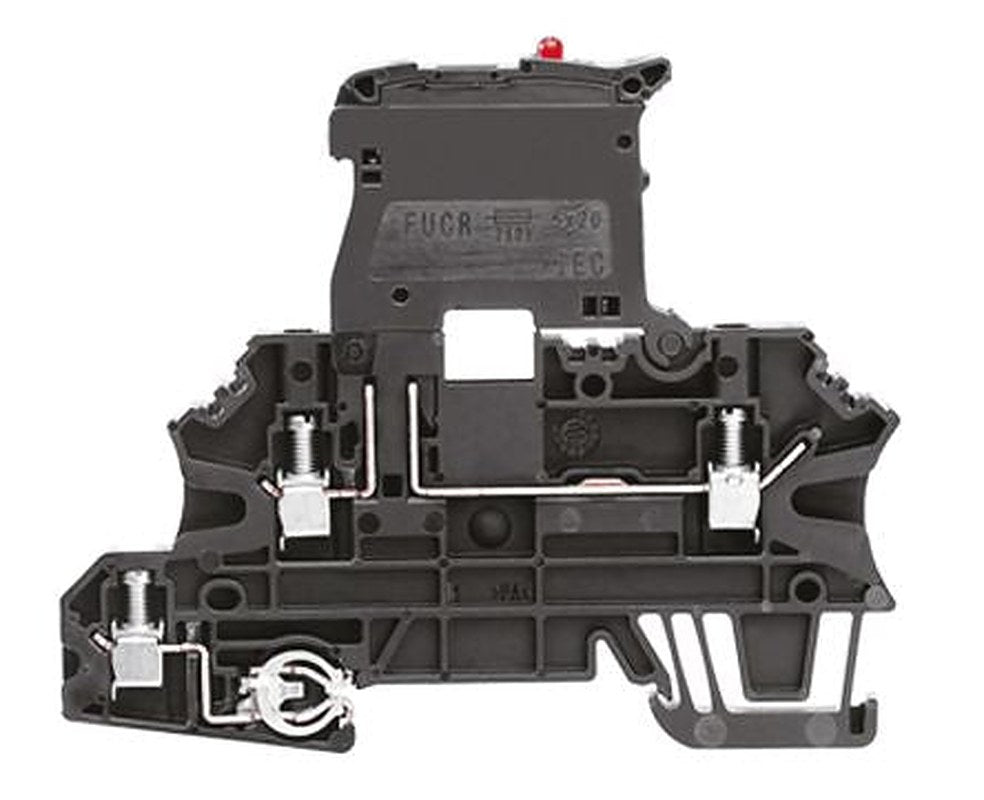 Weidmüller 1163080000 W Series Fused DIN Rail Terminal Black, 2.5mm², 2-Level Fused, Screw