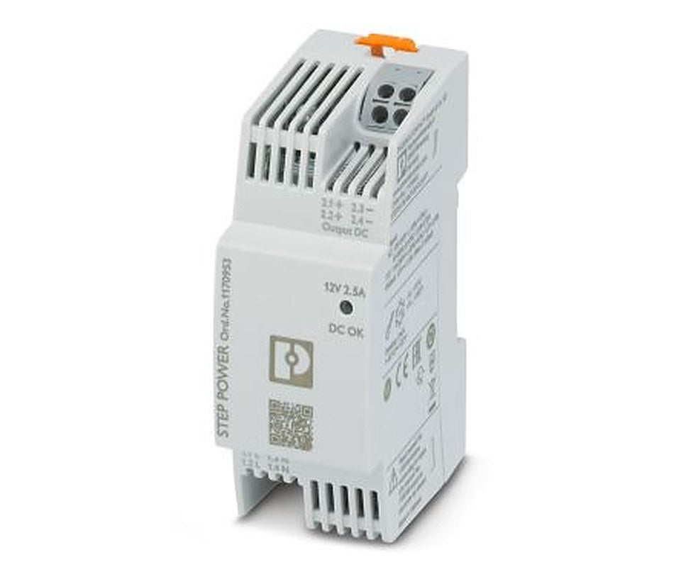 Phoenix Contact STEP POWER Power Supply DIN Rail Power Supply 250V ac/dc AC/DC Input 12V dc, 2.5 A Output DC