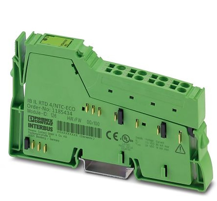 Phoenix Contact 1185434 IB IL RTD 4/NTC-ECO Series DIN Rail Terminal Block Green