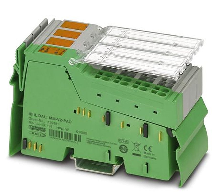 Phoenix Contact 1199811 IB IL DALI MM-V2-PAC Series DIN Rail Terminal Block, 22AWG, Spring Cage