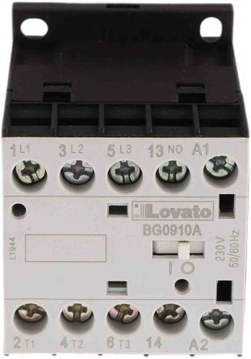 Lovato BG Contactor, 230V ac Coil, 3-Pole, 9 A, 4 kW 230V ac, 3 NO/1 NO, 600V ac