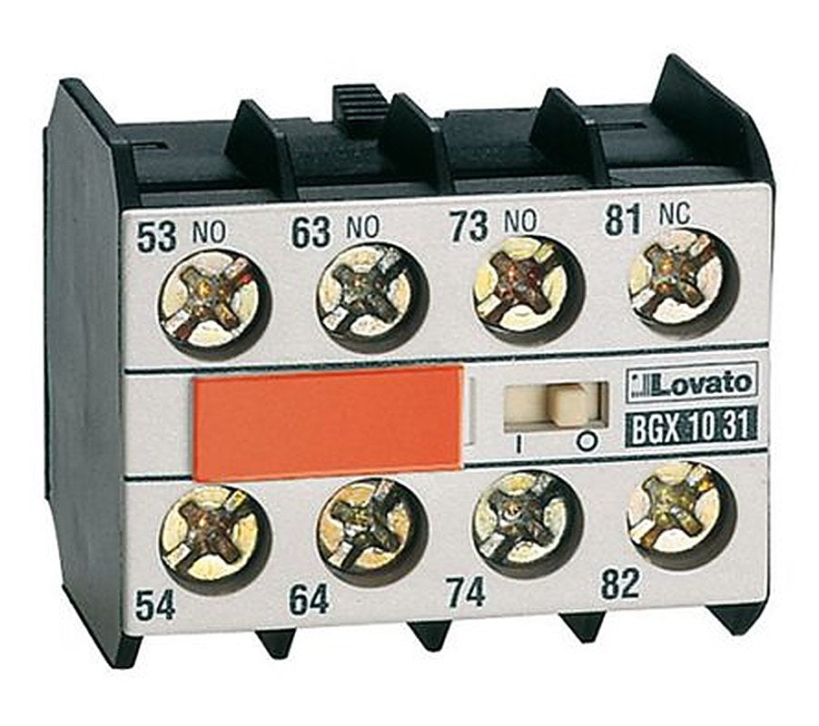 Lovato Auxiliary Contact, 4 Contact, 3 NO/1 NC, BG, DIN Rail, 10 A, 690V, 11BGX1031