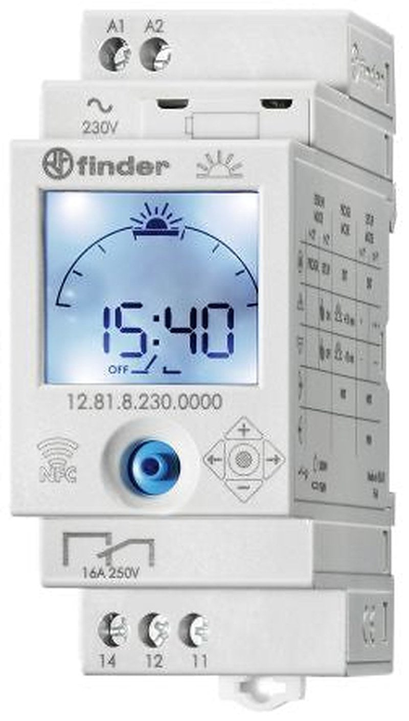 Finder Digital with NFC 12 DIN Rail Time Switch 230V ac