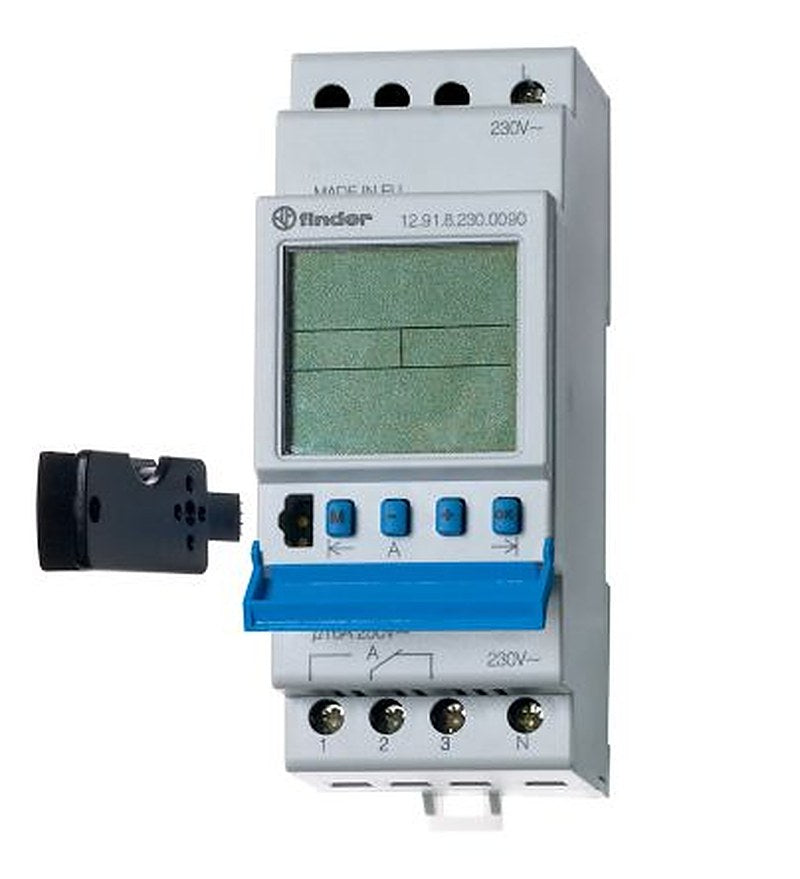 Finder Digital 12 DIN Rail Time Switch, 2-Channel 230V ac