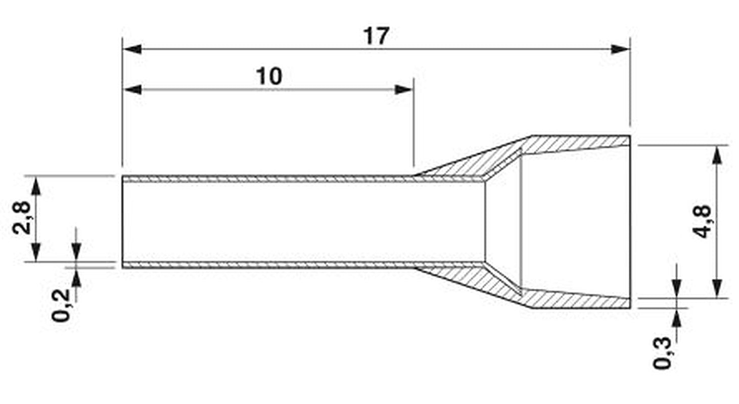 Phoenix Contact, AI Insulated Ferrule, 17 mm Pin Length, 2.8 mm Pin Diameter, Grey to 12 AWG Wire Size
