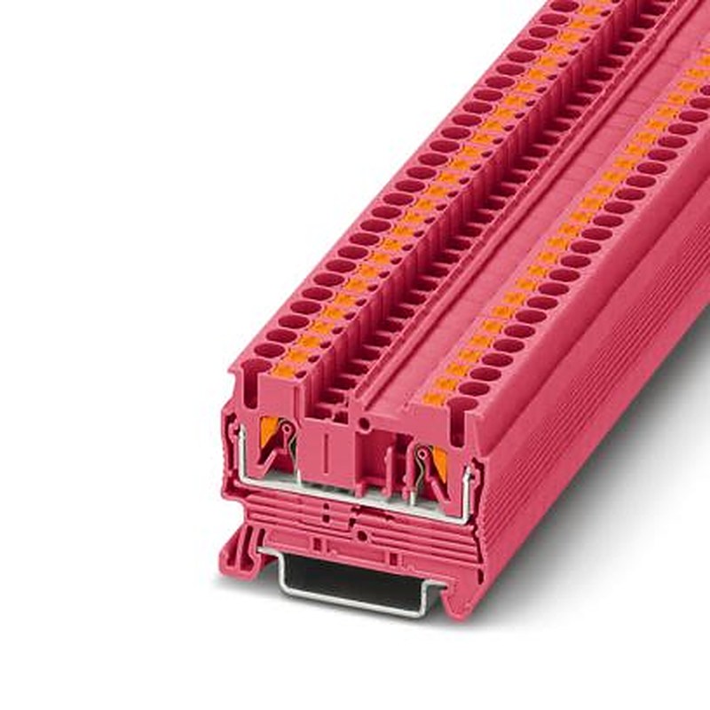 Phoenix Contact 1233142 PT Series Feed Through Terminal Block Pink, 2.5mm², 1-Level, Push-in, UKCA-EX, IECEx, EAC Ex,