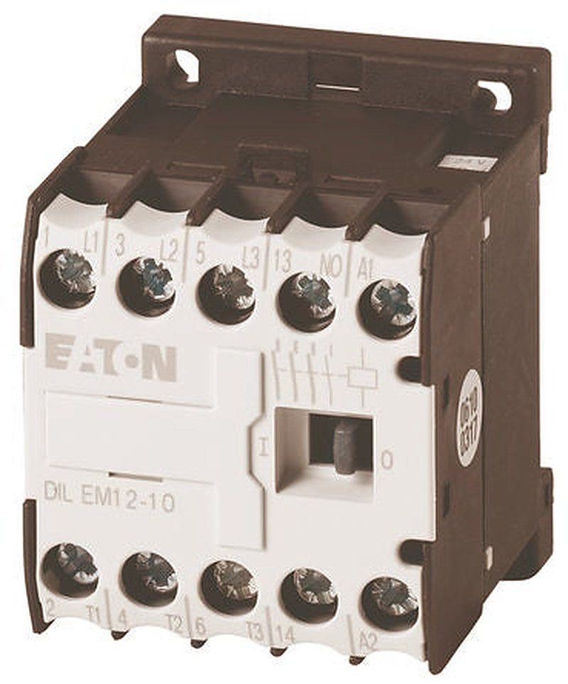 Eaton DILEM12-10 Contactor, 400V Coil, 3-Pole, 50 A, 5.5 kW, 1 NO, 400V