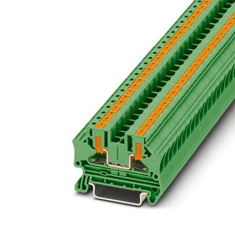 Phoenix Contact 1291850 PTV 4 GN Series Feed Through Terminal Block Green, 4mm², 1-Level, Push-in, UKCA-EX, IECEx, EAC