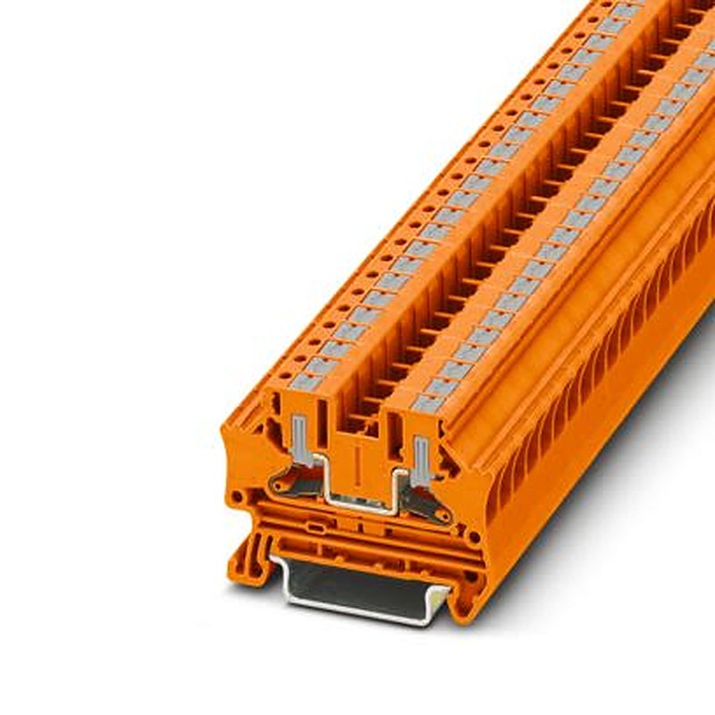Phoenix Contact 1291851 PTV 4 OG Series Feed Through Terminal Block Orange, 4mm², 1-Level, Push-in, ATEX, EAC Ex, IECEx,