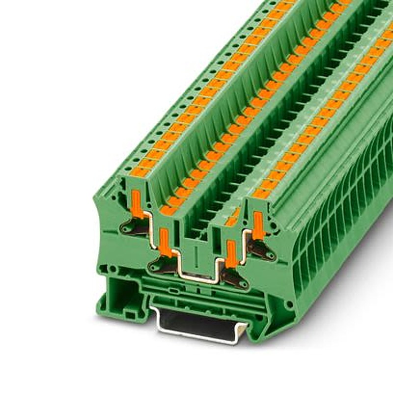 Phoenix Contact 1291899 PTV 4-QUATTRO GN Series Feed Through Terminal Block Green, 4mm², 1-Level, Push-in, UKCA-EX,