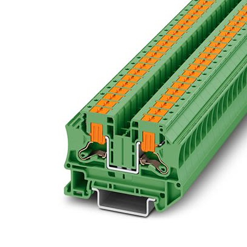 Phoenix Contact 1291913 PTV 6 GN Series Feed Through Terminal Block Green, 6mm², 1-Level, Push-in, ATEX, EAC Ex, IECEx,