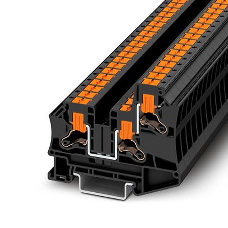 Phoenix Contact 1291918 PTV 6-TWIN BK Series Feed Through Terminal Block Black, 6mm², 1-Level, Push-in, ATEX, EAC Ex,