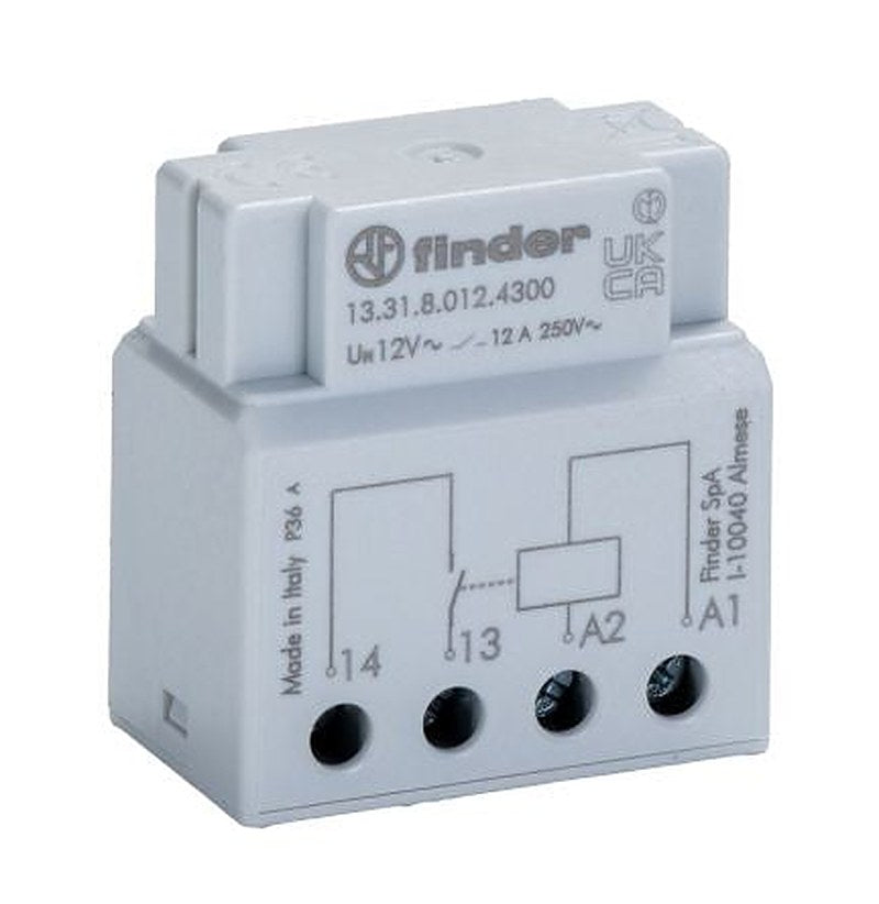 Finder Monostable Relay, 12V ac Coil, 12A Switching Current, 1 NO