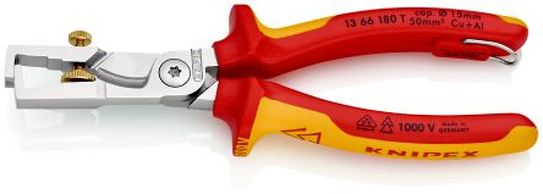 Knipex 13 66 180 T Series Copper Insulated Cable Cutter, 0 to 10 mm², 180mm Overall