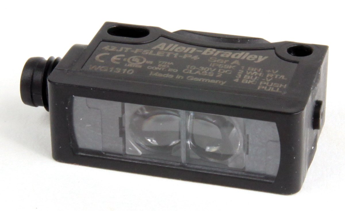 Bulletin 42JT VisiSight Miniature Photoelectric Sensors Allen Bradley 42JT VisiSight photoelectric sensors offer a small rectangular package with visible light beam for ease of alignment and industry standard mounting hole spacing. Each model offers PNP or NPN and light operate or dark operate outputs. IO-Link enabled sensors offer advanced features and diagnostics including Automatic Device Configuration, multiple profiles, trending, descriptive tags, and device-specific parameters Features and Benefits IO