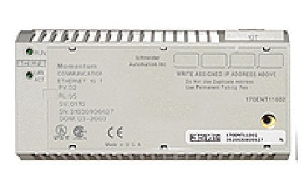 Schneider Modicon Momentum Ethernet Adapter An adapter that can be used to connect any Momentum series I/O base to form a complete I/O module that communicates on an Ethernet network. Features and Benefits Supports both Ethernet II and IEEE802.3SNAP framing Communicates using Modbus Application Protocol 2 front panel indicators showing operating status RJ45 connector Schneider Electric Modicon Momentum