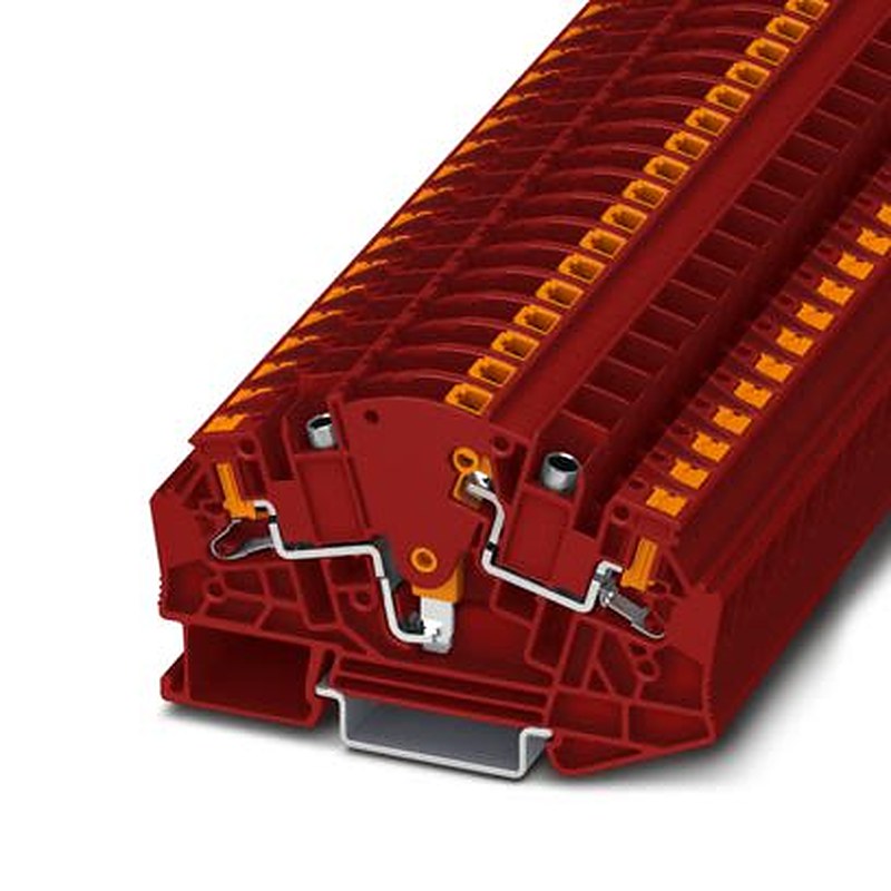 Phoenix Contact 1350423 PTVME 6/S-P RD Series Test Disconnect Terminal Block Red, 6mm², 2-Level, Push-in