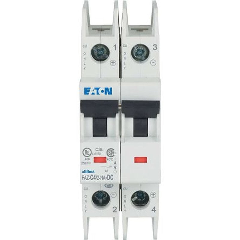 Eaton xEffect xEffect - FAZ-NA-DC Miniature Circuit Breaker, 2-Pole, 4A, Type C, 500 V dc DC, 10 kA Breaking Capacity