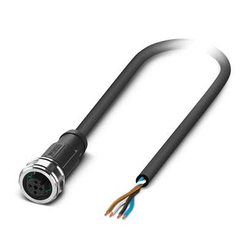 Phoenix Contact Male 4 way Free Cable End to Female 4 way M12, Straight Sensor Actuator Cable, 3 m