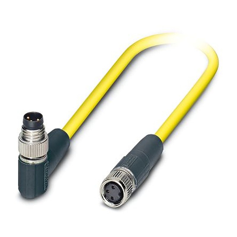 Phoenix Contact Female 3 way M8, Right Angle to Male 3 way Straight Socket M8 Sensor Actuator Cable, 1.5 m