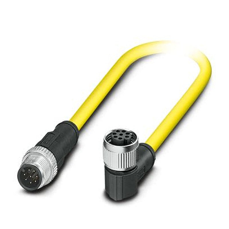 Phoenix Contact Male 8 way M12, Straight to Female 8 way Angled Socket M12 Actuator/Sensor Cable, 1.5 m