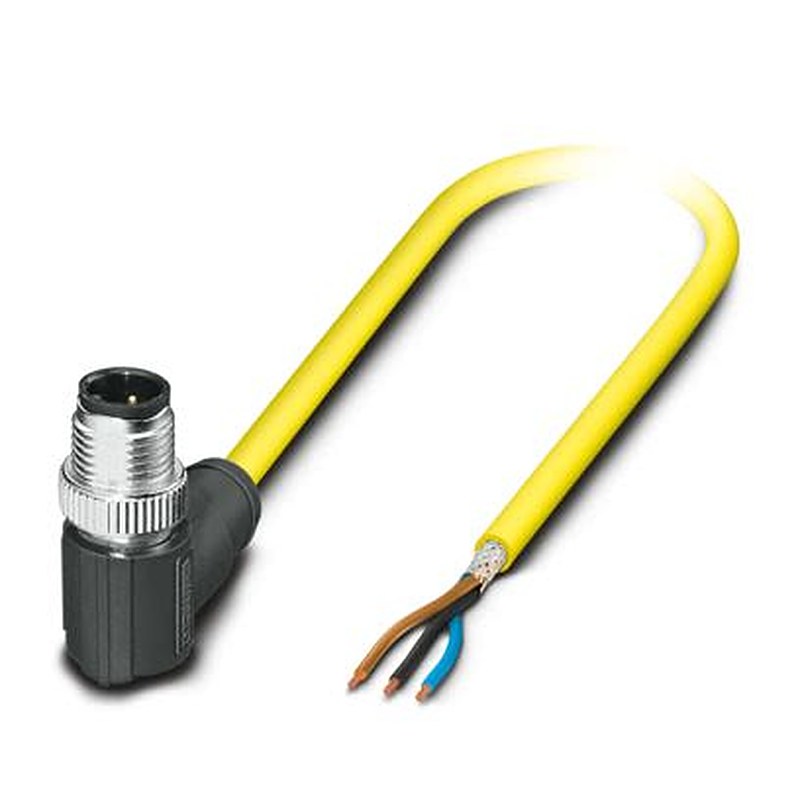Phoenix Contact Male 3 way M12, Right Angle to 3 way Straight Sensor Actuator Cable, 2 m
