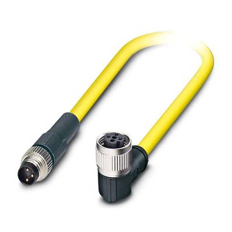 Phoenix Contact Male 3 way M8, Straight to Female 3 way Angled Socket M12 Sensor Actuator Cable, 1.5 m
