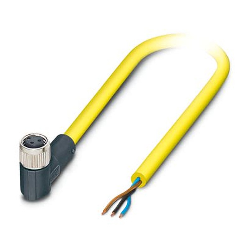 Phoenix Contact 3 way Free Cable End to Female 3 way Angled Socket M8 Sensor Actuator Cable, 5 m