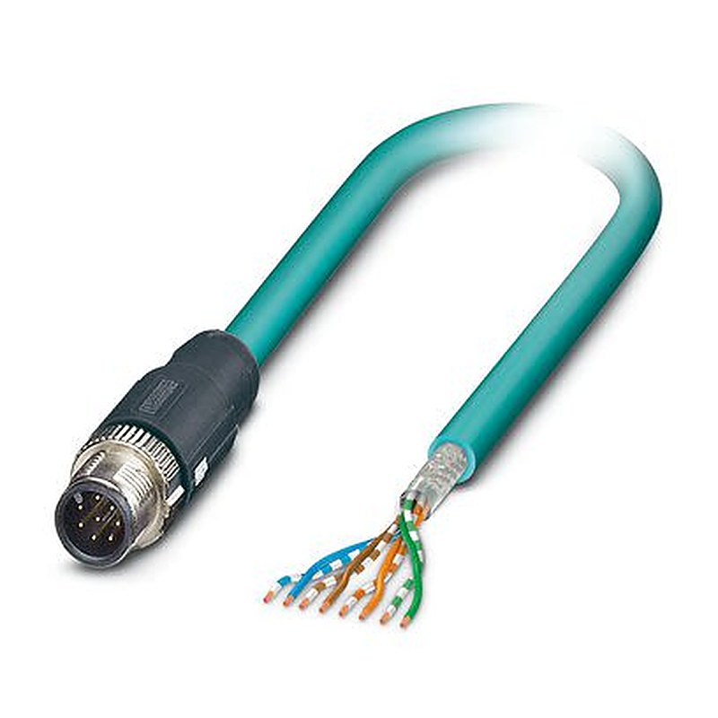 Phoenix Contact, 5 m Cat5 Ethernet Cable, Blue M12 to Male M12 Polyurethane Sheath, SF/UTP