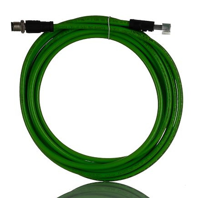 Phoenix Contact 0-93B/R4AC, NBC-M12MSD/5, 5 m Cat5 Ethernet Cable, Green, Shielded 4 Screened Polyvinyl Chloride Sheath