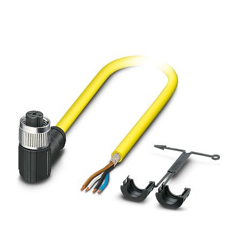 Phoenix Contact 4 way M12, Right Angle to Female 4 way Straight Actuator/Sensor Cable, 10 m