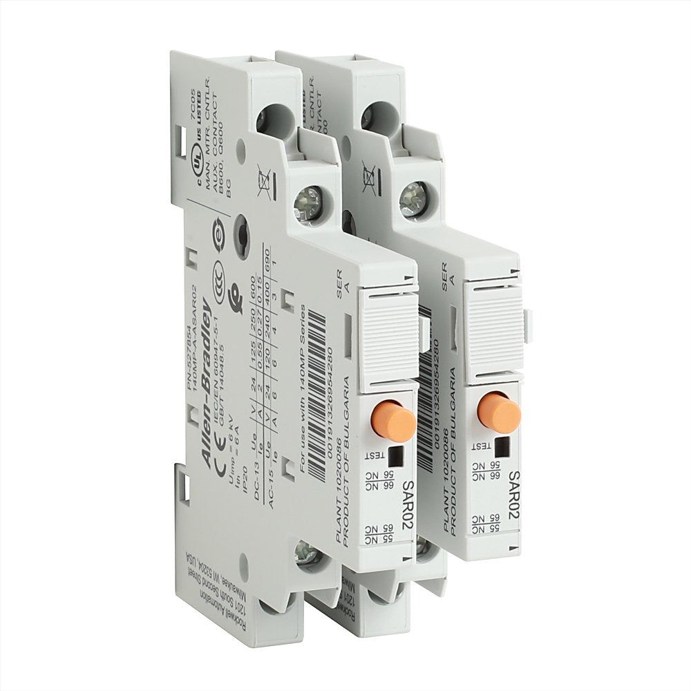140MP Accessories, Auxiliary Contact Block, Right Side Mounted, 1 N.O. 1 N.C. Right-Side mounted Trip Signaling Contact , Without Spring Clamp Terminals