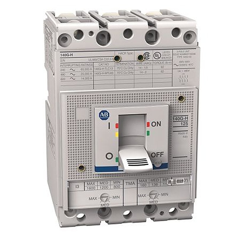 Allen Bradley, 140 g Molded Case Circuit Breaker 3-Pole 160A, Breaking Capacity 25 kA, DIN Rail