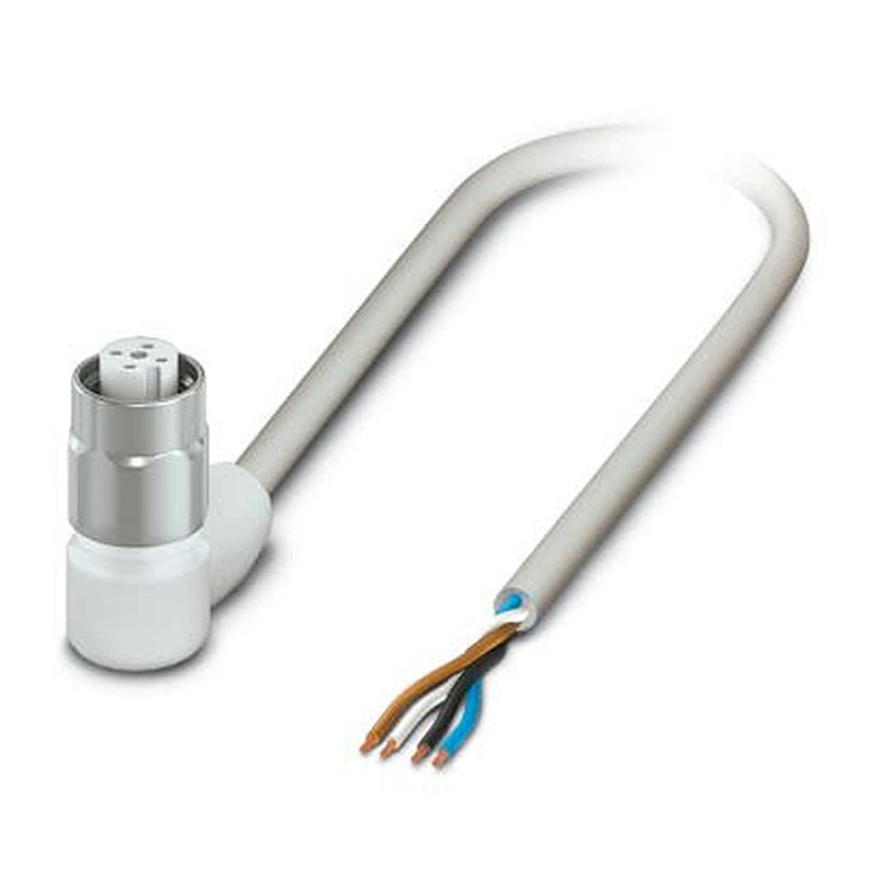 Phoenix Contact 4 way Free Cable End to Female 4 way Angled Socket M12 Actuator/Sensor Cable, 1 m