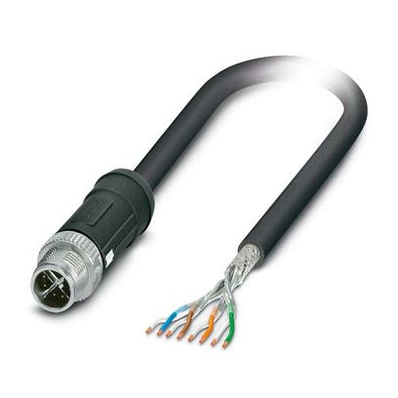 Phoenix Contact Free Ends, M12, 10 m Ethernet Cable, Black Screened Polyethylene Sheath