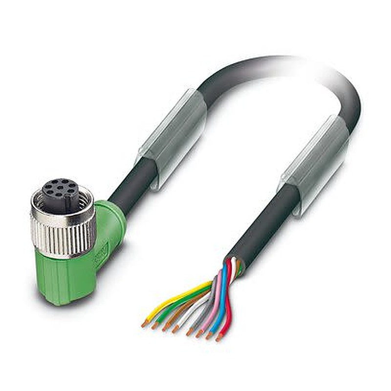 Phoenix Contact Free Cable End to Female 8 way Angled Socket M12 Sensor Actuator Cable, 10 m
