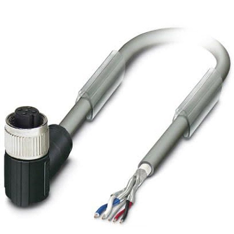 Phoenix Contact Female 5 way M12, Right Angle to Angled Socket M8 Bus Cable, 2 m