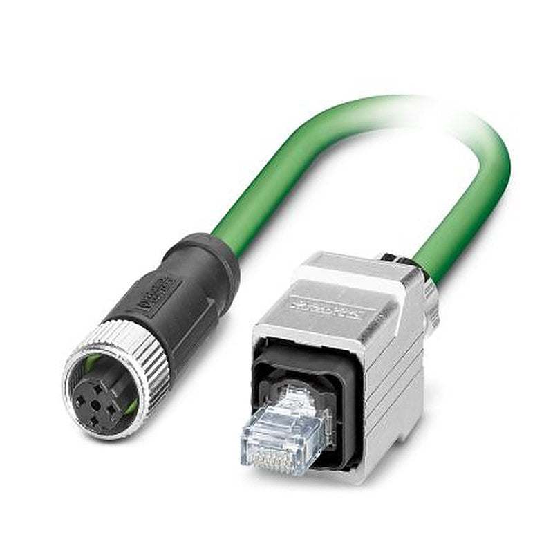 Phoenix Contact M8, 300 mm Ethernet Cable, Green Screened Polyurethane Sheath